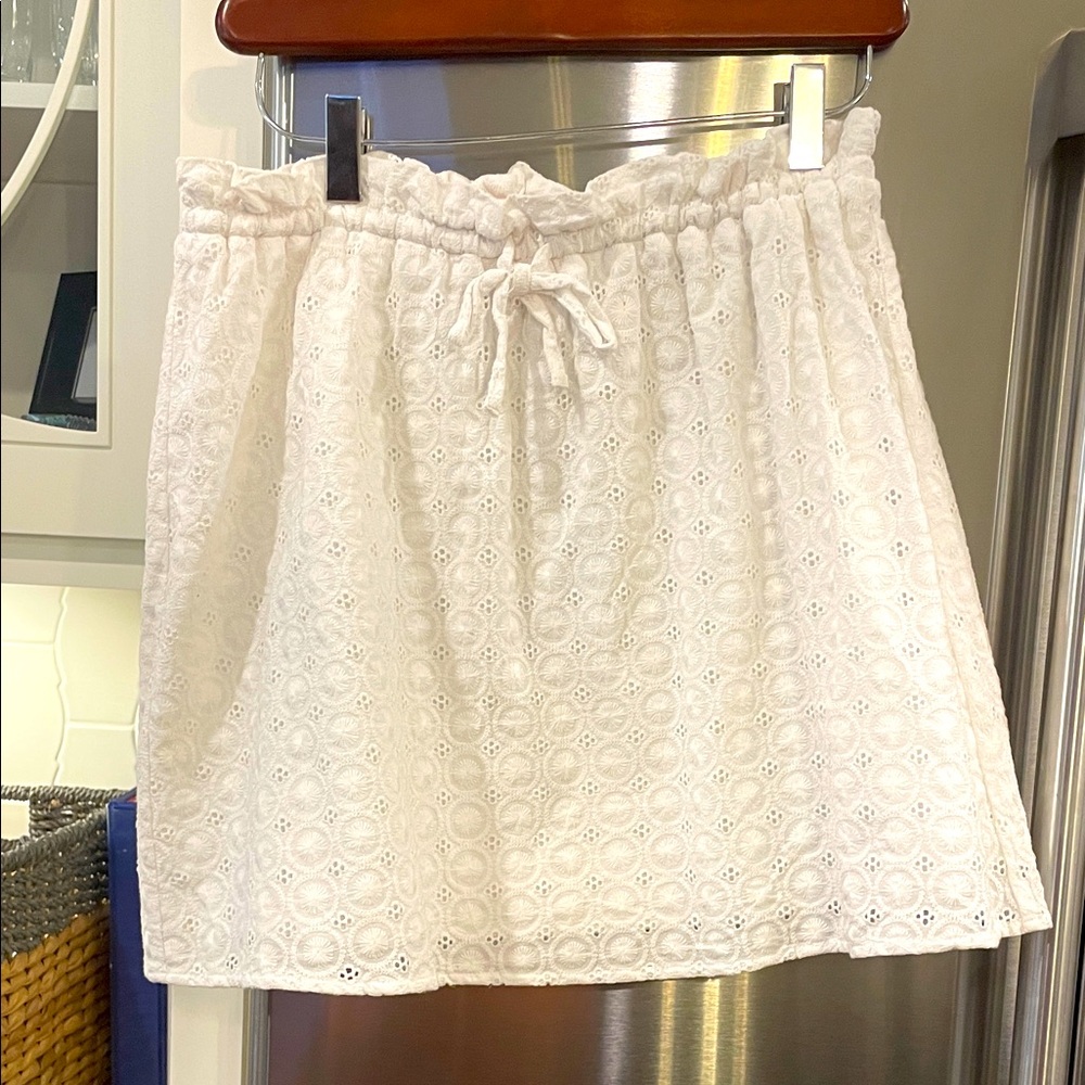 White Eyelet Mini Shirt. Fully lined.